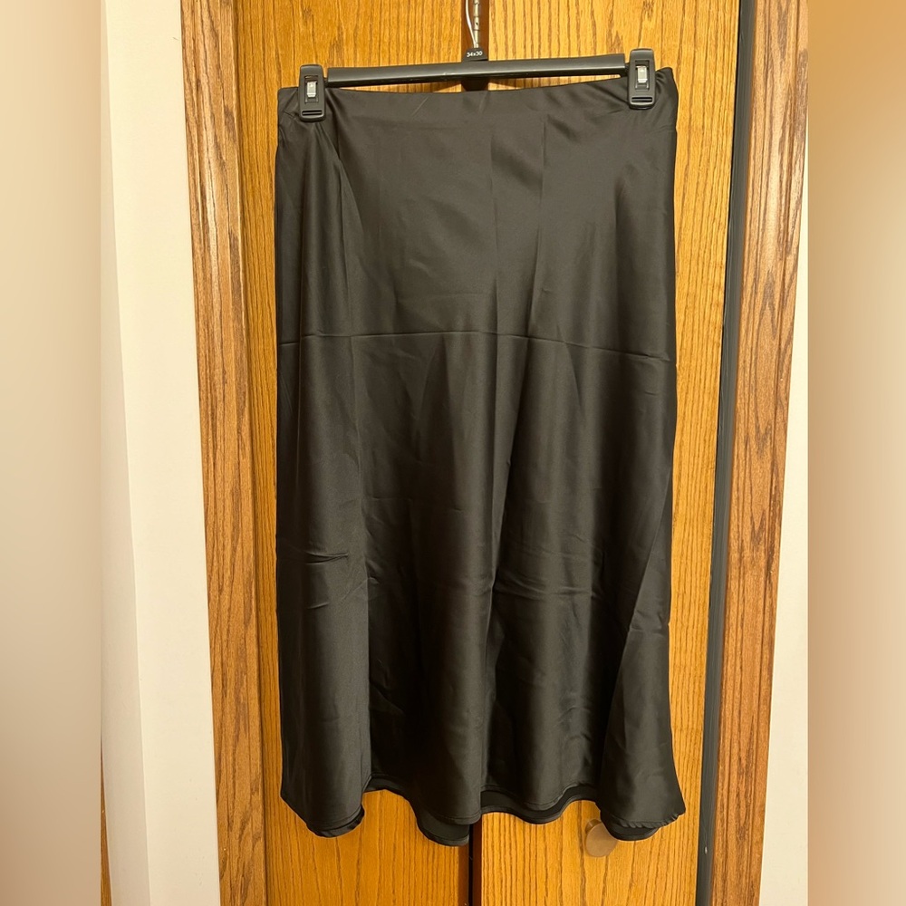 Black satin slip skirt
